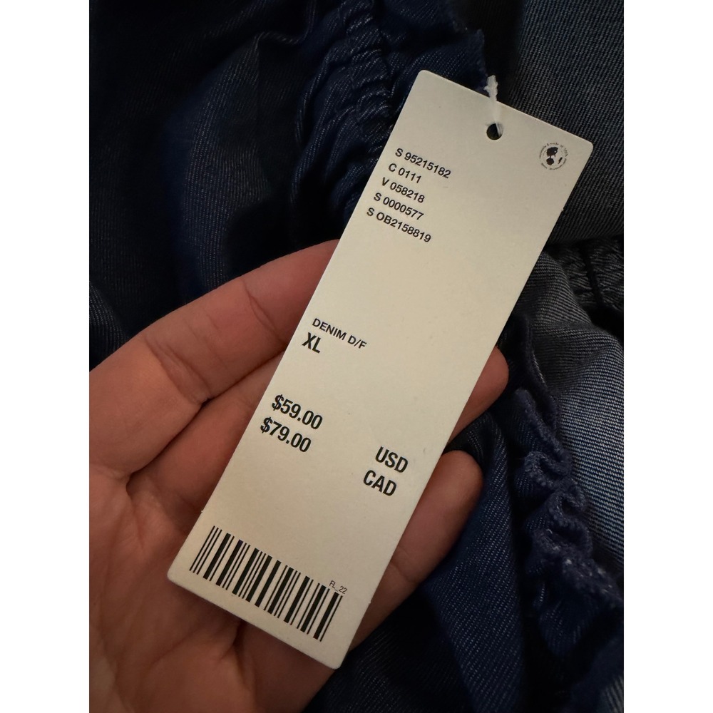 NWT Kimchi Blue Marley Denim Top Womens XL Blue Bow Smocked Coquette Cottagecore - Picture 6 of 10